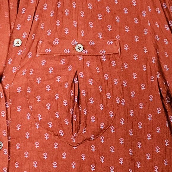 Free People Shirt Womens XS TP Boho Sienna High Low Long Sleeve Peasant Bohemian - Picture 3 of 10